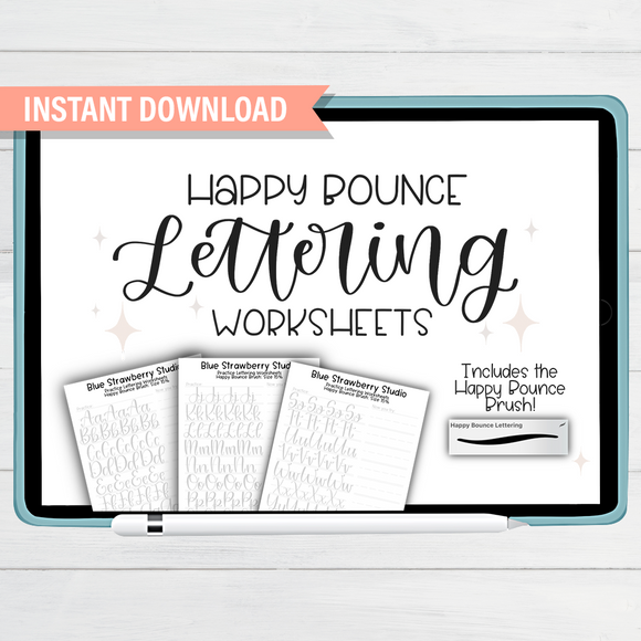 Happy Bounce Lettering Worksheets for Procreate