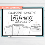 Ballpoint Monoline Lettering Worksheets for Procreate